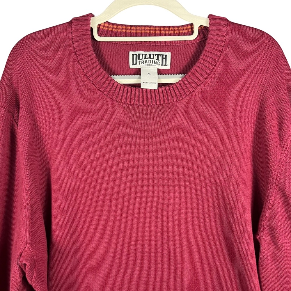 Duluth Trading Co Sweater Mens XL Burgundy Red Cotton Blend Crew Neck Pullover